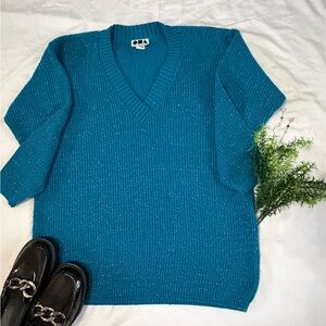 Objectivity Vintage 1991 Women's V-Neck Cerulean Sweater